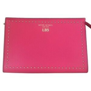 HENRI BENDEL NY Lipstick Pink Monogrammed LBS Leather Cosmetic Bag/Small Clutch